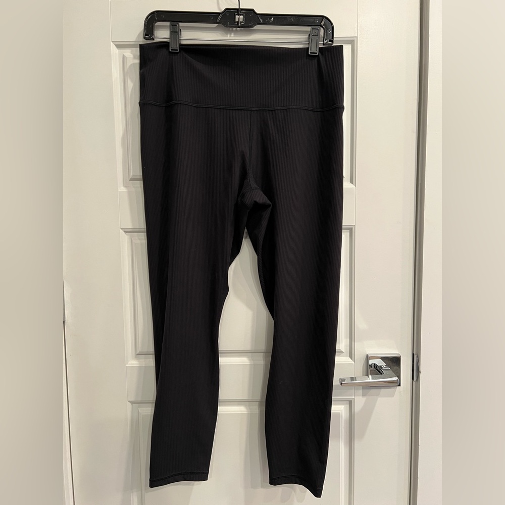 Athleta Black Ribbed High-Waist Leggings